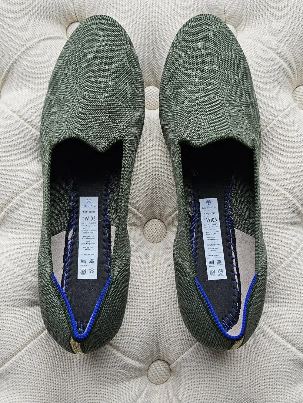 New! Rothy's Sz 10.5 Loafers Womens Flats Giraffe Safari Green Rothys Shoes